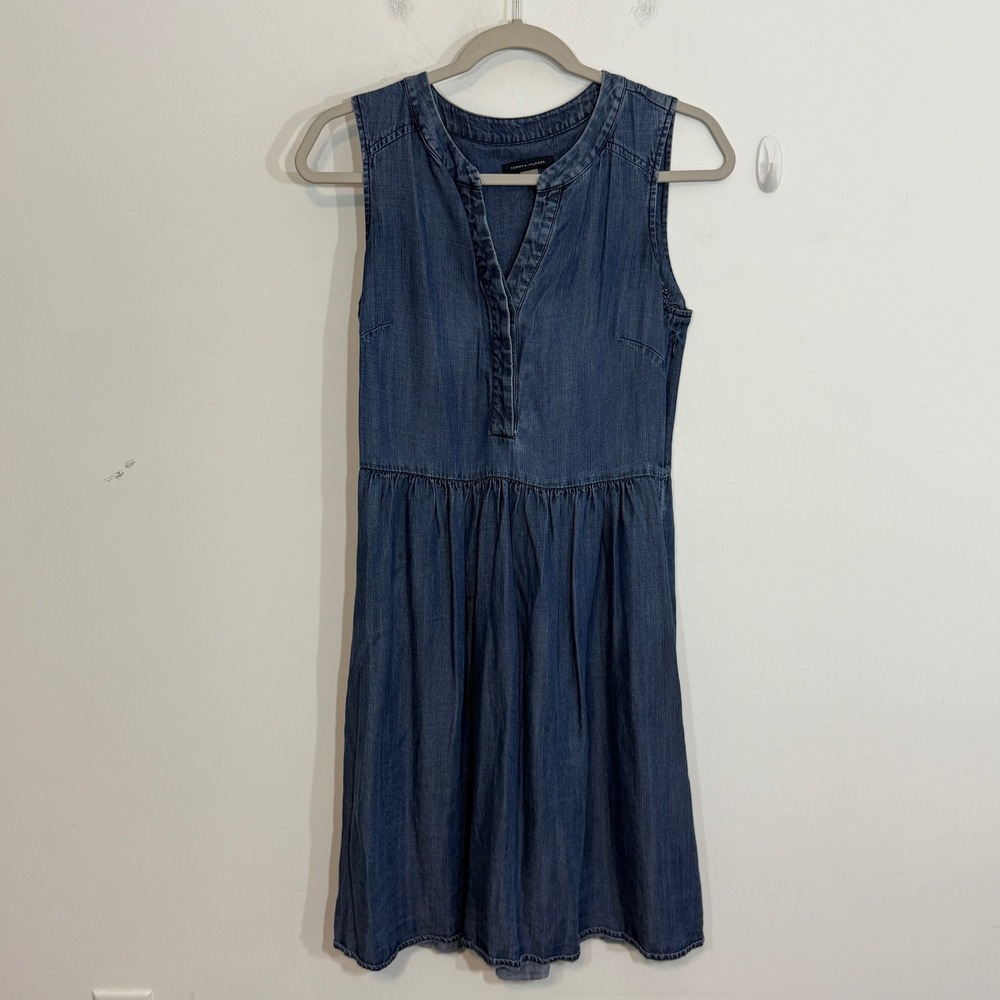 Tommy Hilfiger Womens Dress 4 Blue Chambray Lyocell Sleeveless Casual Summer